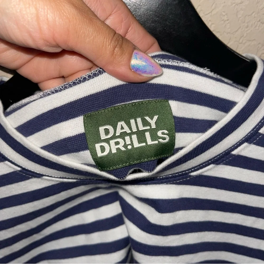 Daily Drills Black and White Striped Crewneck Sweater - Picture 6 of 10
